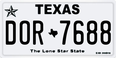 TX license plate DOR7688