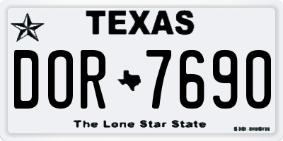 TX license plate DOR7690