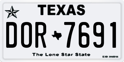 TX license plate DOR7691