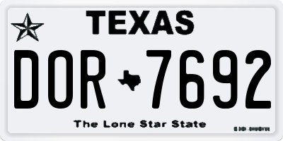 TX license plate DOR7692