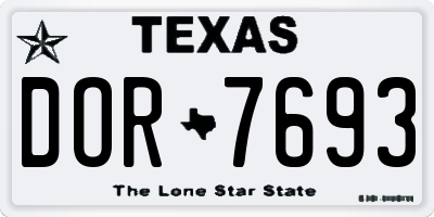 TX license plate DOR7693