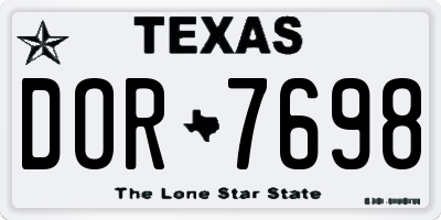 TX license plate DOR7698