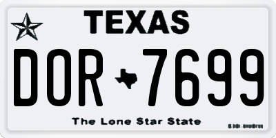 TX license plate DOR7699