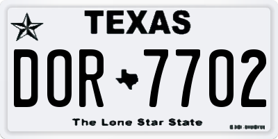 TX license plate DOR7702