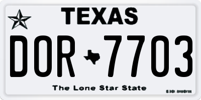 TX license plate DOR7703