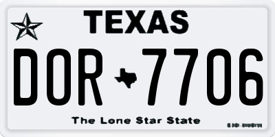 TX license plate DOR7706