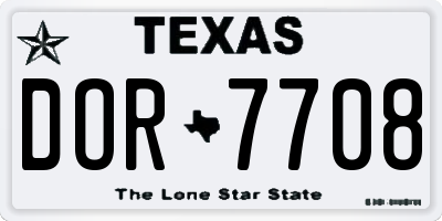 TX license plate DOR7708