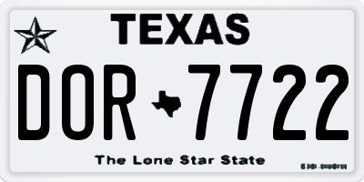 TX license plate DOR7722