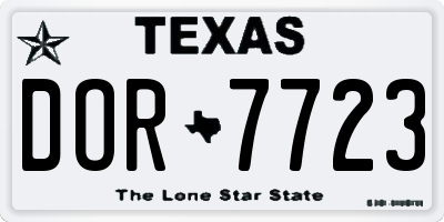 TX license plate DOR7723