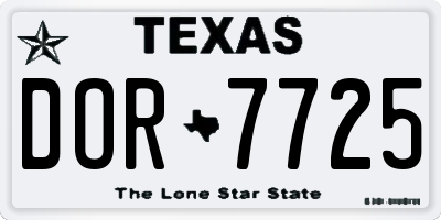 TX license plate DOR7725