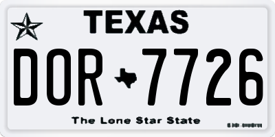 TX license plate DOR7726