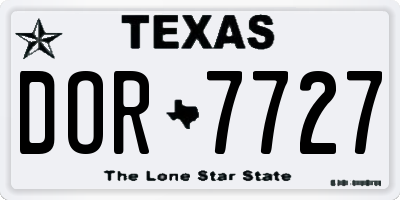 TX license plate DOR7727