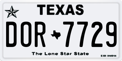 TX license plate DOR7729