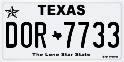 TX license plate DOR7733