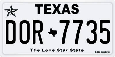 TX license plate DOR7735