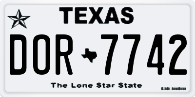 TX license plate DOR7742