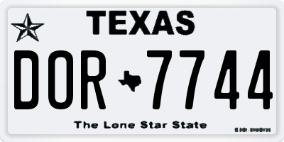 TX license plate DOR7744