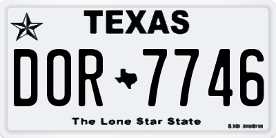 TX license plate DOR7746