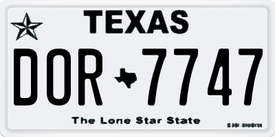TX license plate DOR7747