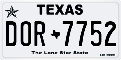 TX license plate DOR7752