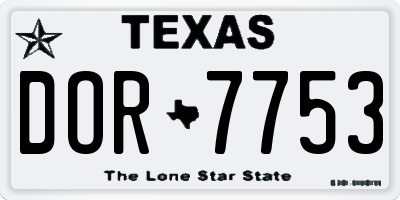 TX license plate DOR7753