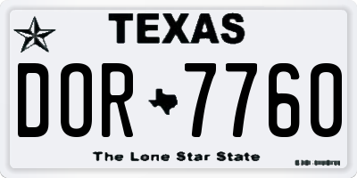 TX license plate DOR7760