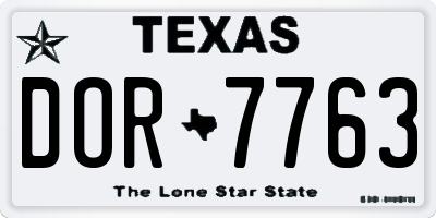 TX license plate DOR7763