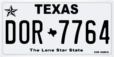 TX license plate DOR7764