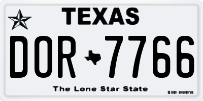 TX license plate DOR7766