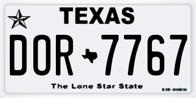 TX license plate DOR7767