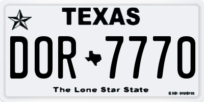 TX license plate DOR7770
