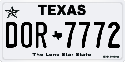 TX license plate DOR7772