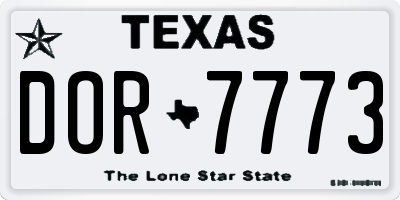 TX license plate DOR7773