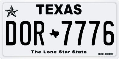 TX license plate DOR7776