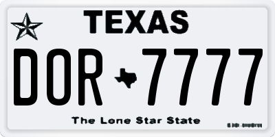 TX license plate DOR7777