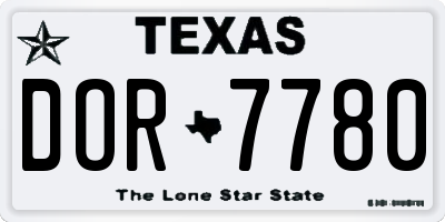 TX license plate DOR7780