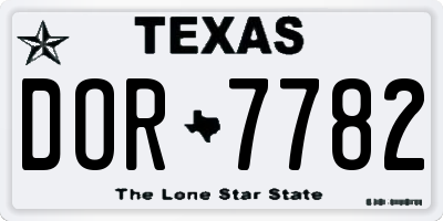 TX license plate DOR7782