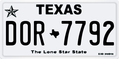 TX license plate DOR7792