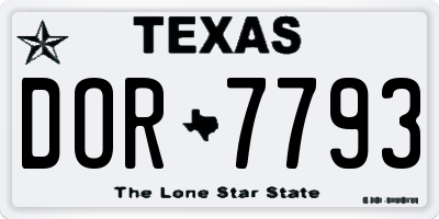 TX license plate DOR7793
