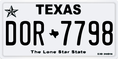 TX license plate DOR7798