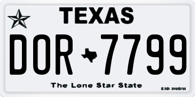 TX license plate DOR7799