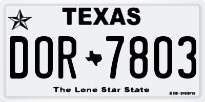 TX license plate DOR7803