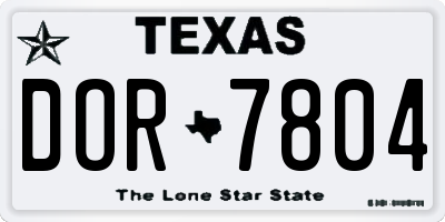 TX license plate DOR7804