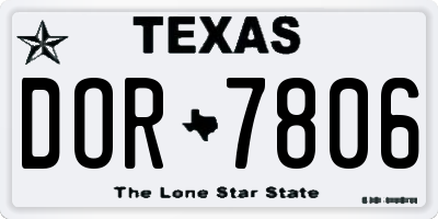 TX license plate DOR7806