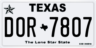 TX license plate DOR7807