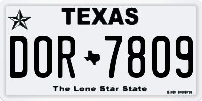 TX license plate DOR7809