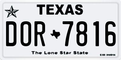 TX license plate DOR7816