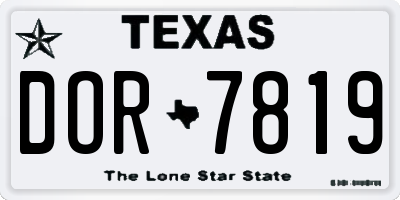 TX license plate DOR7819