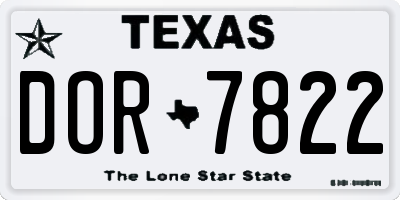TX license plate DOR7822