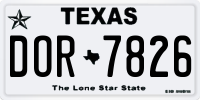 TX license plate DOR7826